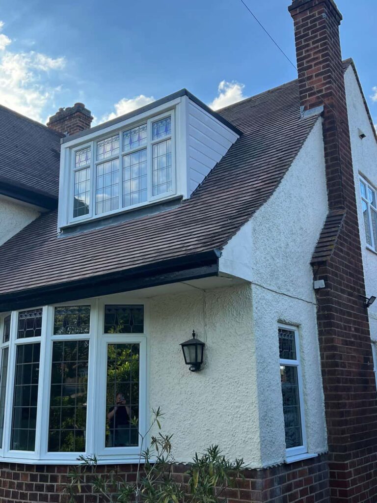 This is a photo of a dormer window which has just had some repairs carried out where the roof and the dormer meet. Works carried out by LJ Roofing Corsham